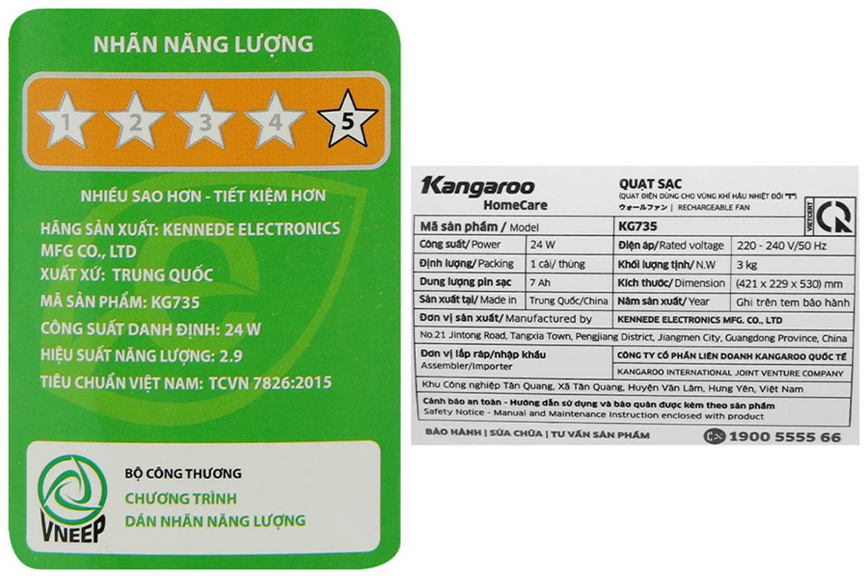 Quạt sạc Kangaroo KG735 nổi bật với thiết kế để bàn gọn gàng và tiện ích đa năng.