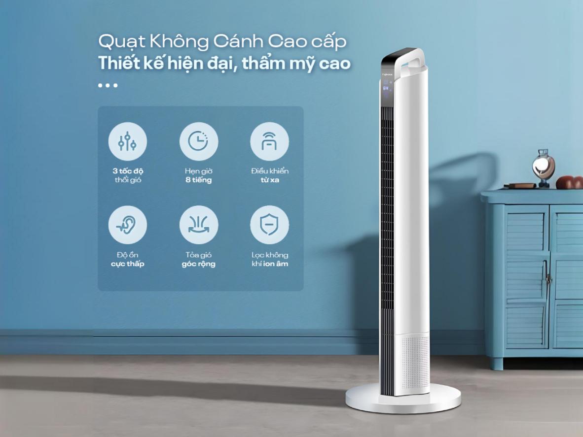 Thiết kế không cánh giúp TF-12HE an toàn hơn cho gia đình có trẻ nhỏ.
