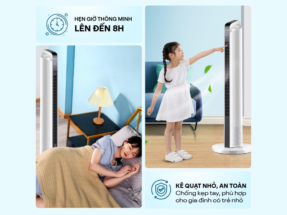Remote và hẹn giờ giúp TF-12HE thuận tiện trong sinh hoạt hằng ngày.