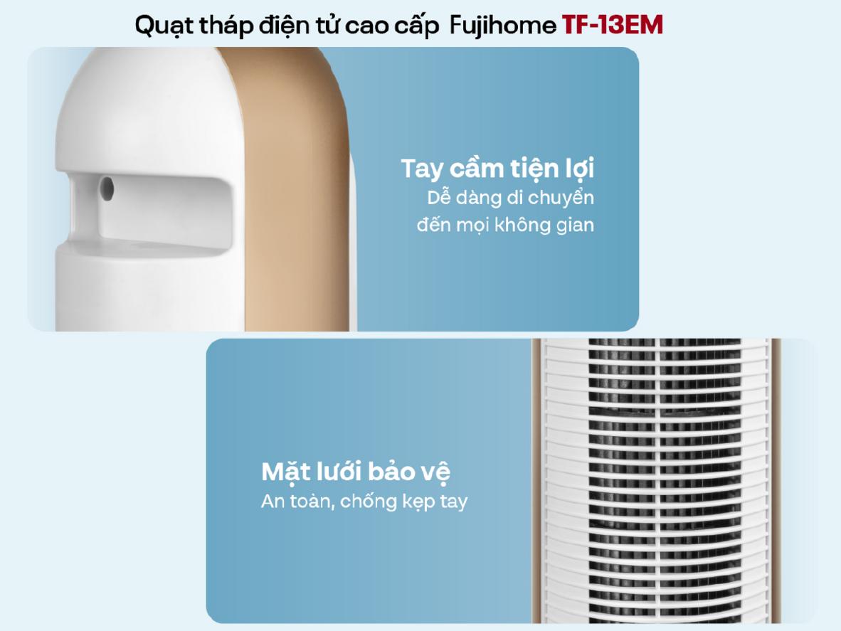 Quạt tháp FujiHome TF-13EM mang đến cảm giác mát êm, gọn gàng cho không gian gia đình.