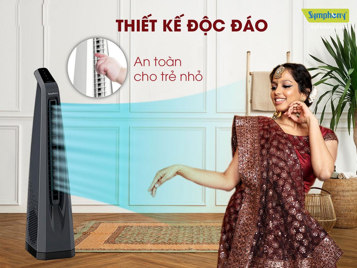 Góc xoay 90° giúp gió lan tỏa đều hơn trong không gian sử dụng.