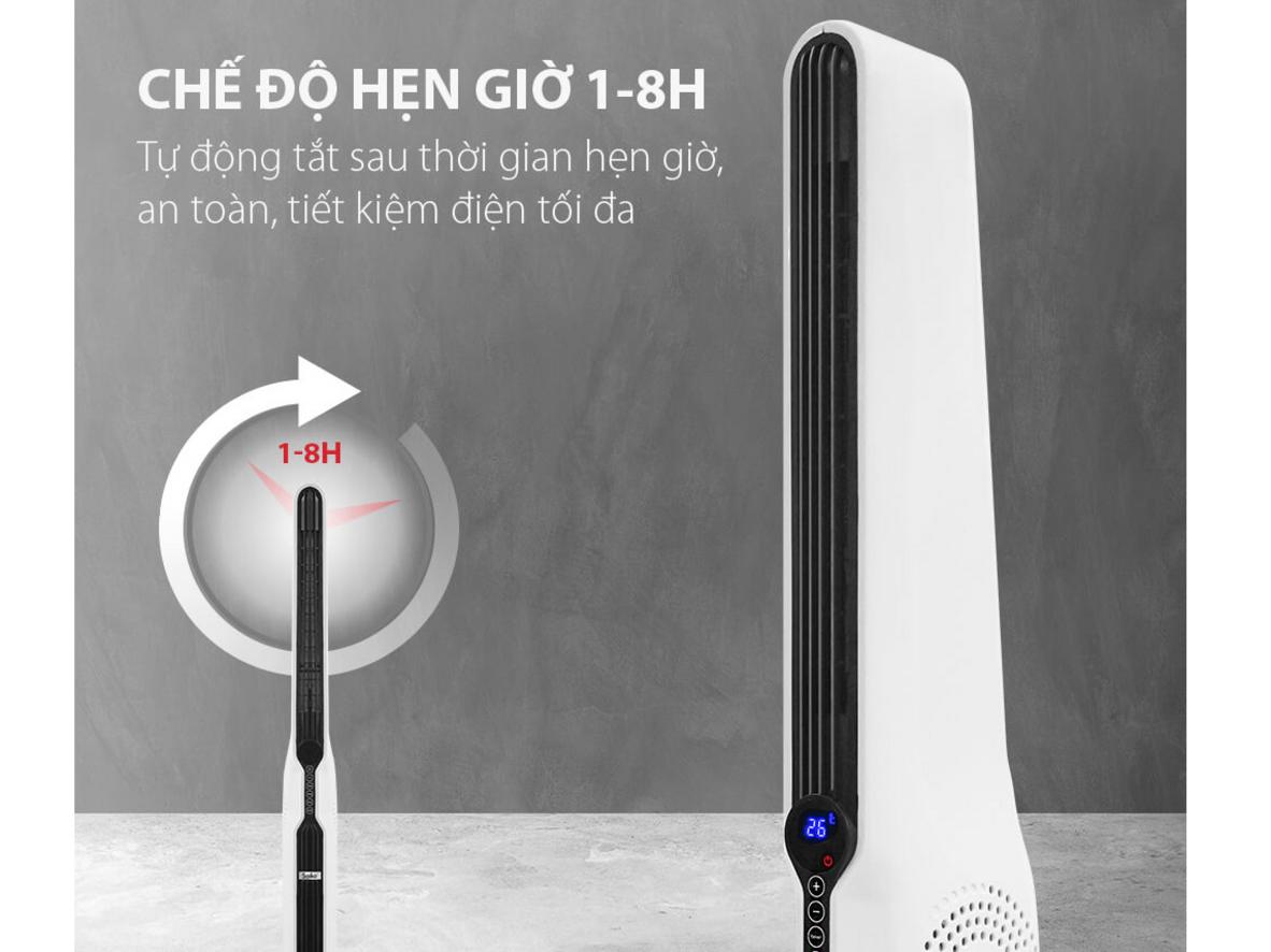 Remote và hẹn giờ giúp sử dụng máy thuận tiện hơn vào ban đêm.
