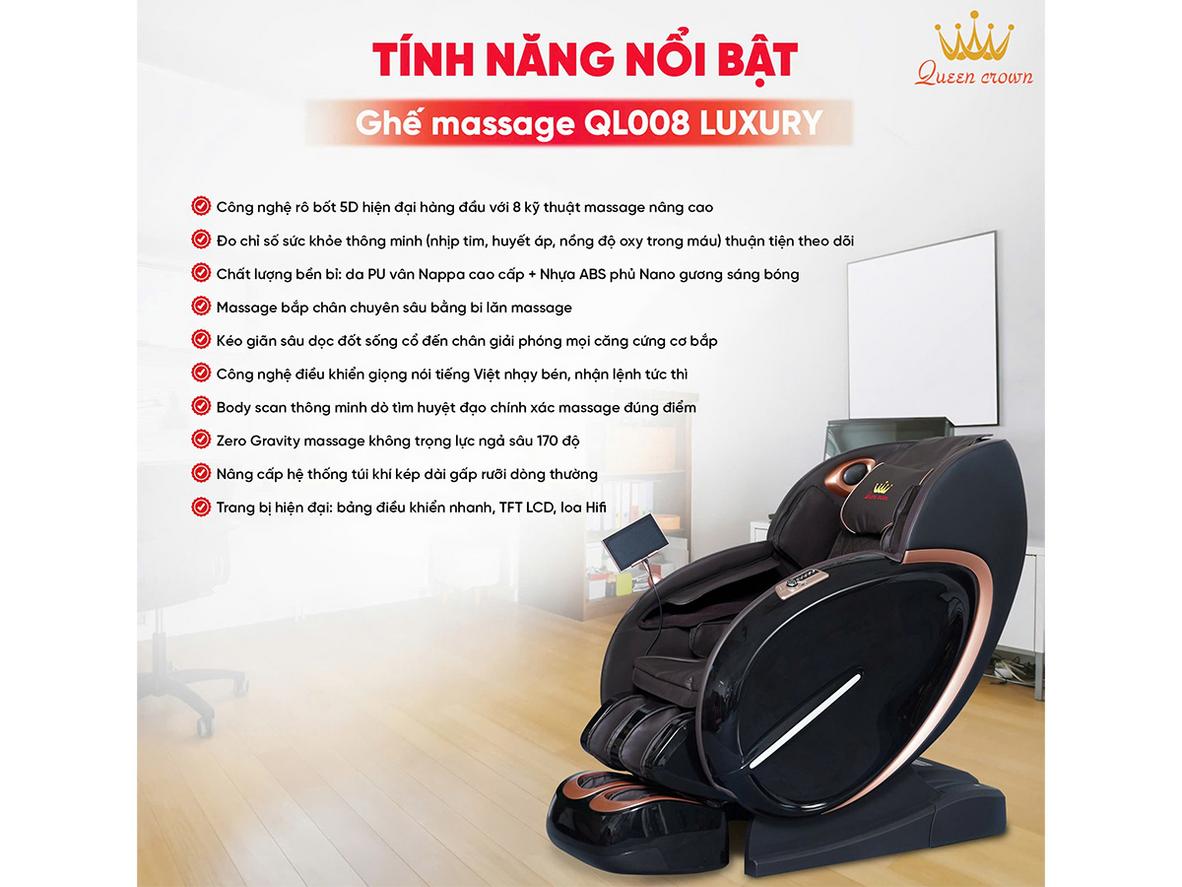 Công nghệ robot massage 5D trên QL008 Luxury.