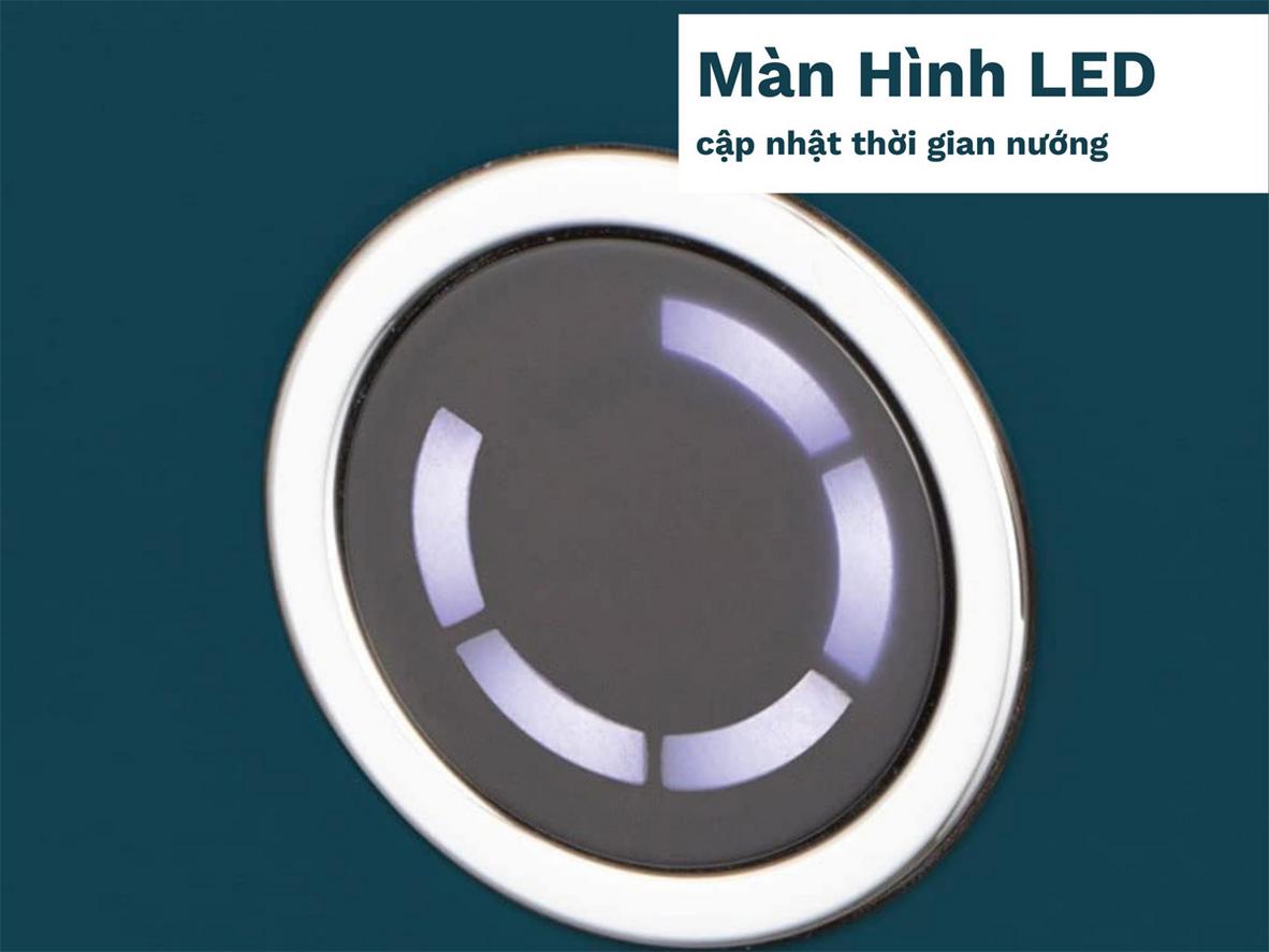 Công suất 1600W giúp bánh chín nhanh và giòn đều hơn.
