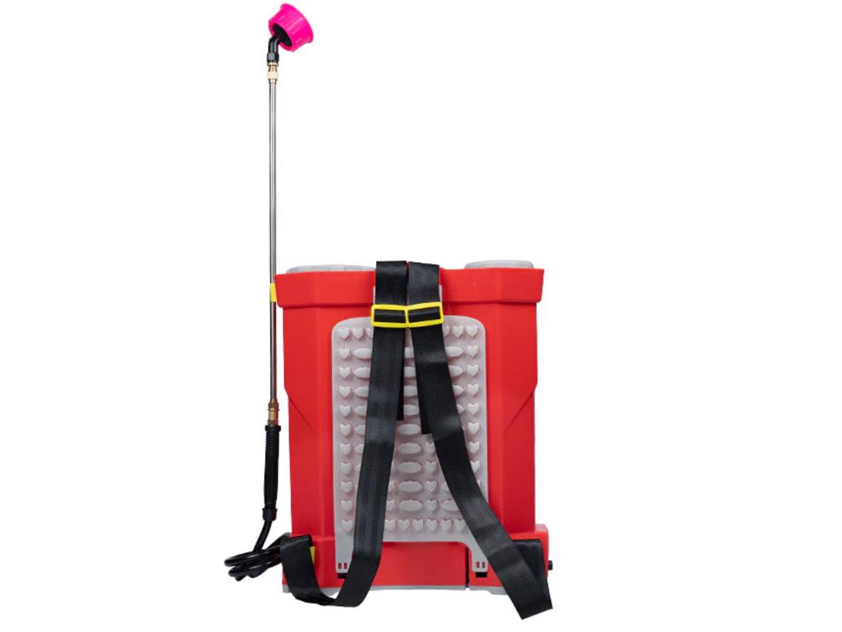 Dung tích 20 lít và ắc quy 12AH hỗ trợ làm việc lâu hơn.