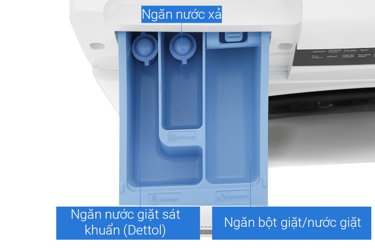 Sanitize Wash hỗ trợ giặt sạch sâu và tăng cường vệ sinh cho quần áo.