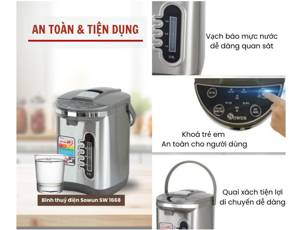 4 mức nhiệt giúp chọn đúng nhiệt độ cho sữa, trà, cà phê và mì.