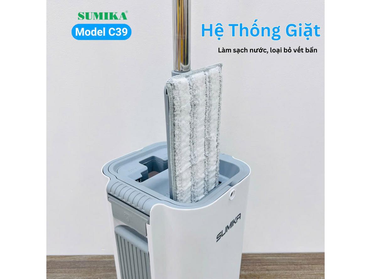 Thùng 2 ngăn giúp tách nước sạch và nước bẩn, hỗ trợ lau sàn vệ sinh hơn.
