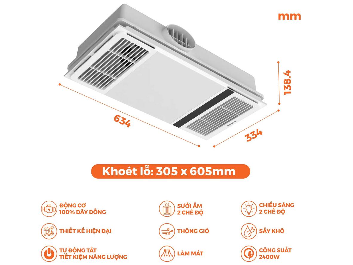 Sưởi ấm 2400W của Nanoco NBD2560