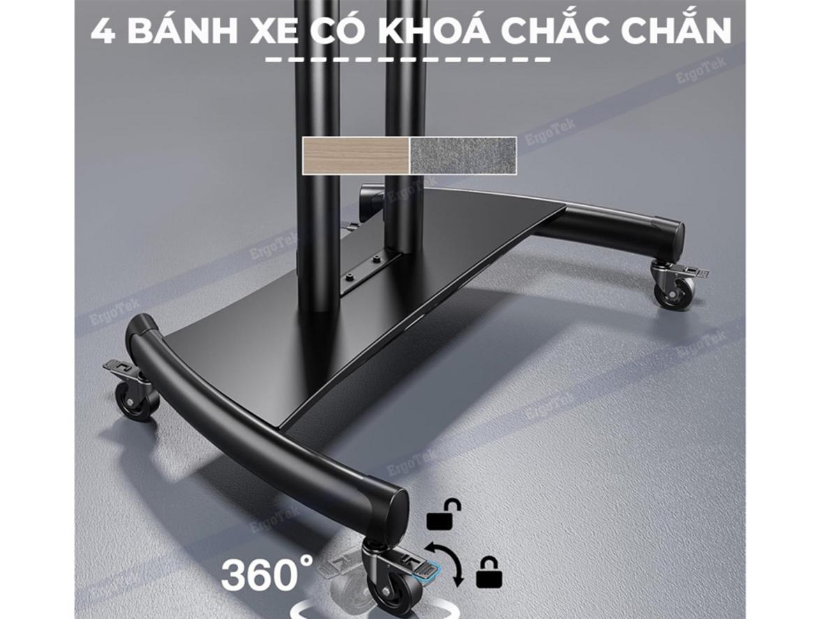 Khung giá treo di động Ergotek E2600 chịu tải tối đa 90,9kg cho TV lớn.
