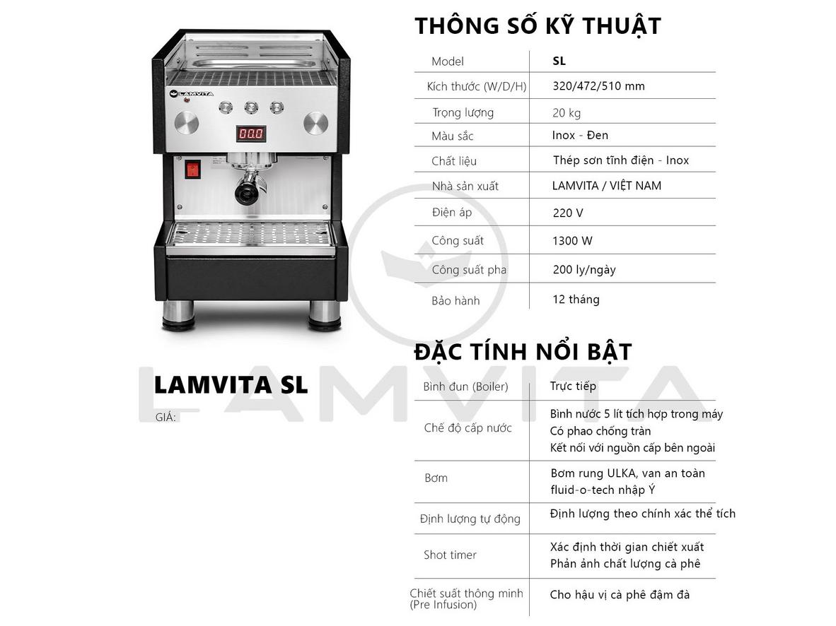 Thông số Lamvita SL cho thấy máy đủ mạnh cho nhu cầu phục vụ hằng ngày.