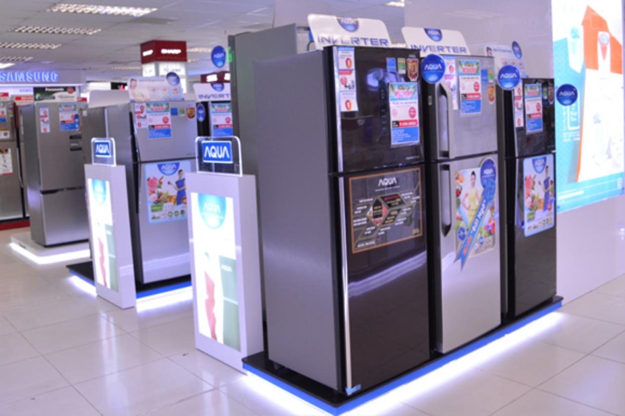 4 nhóm điện máy chính tại Siêu Thị Đại Việt: Điện tử, Điện lạnh, Điện gia dụng và Thiết bị di động.