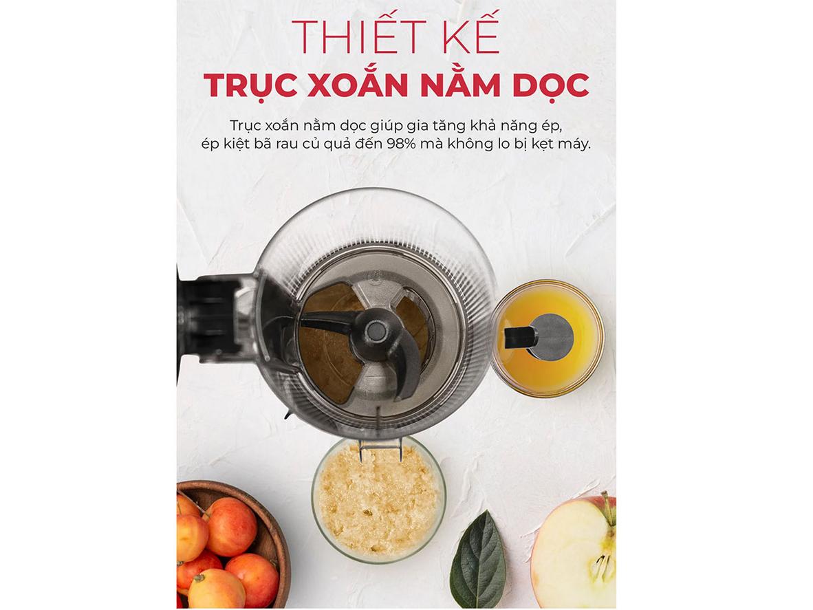 Trục xoắn dọc giúp ép kiệt bã tối ưu
