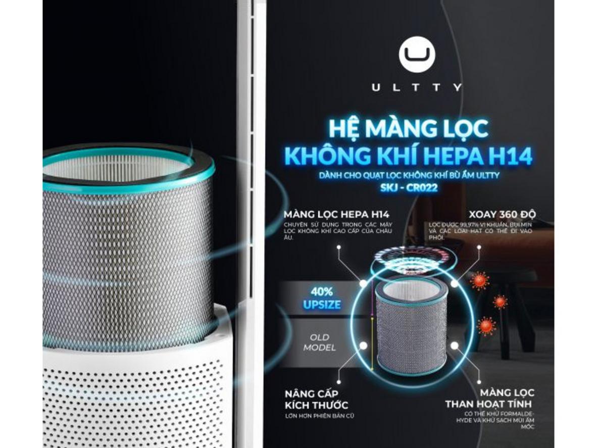 Bình nước 1200ml hỗ trợ cấp ẩm khi dùng trong phòng điều hòa.