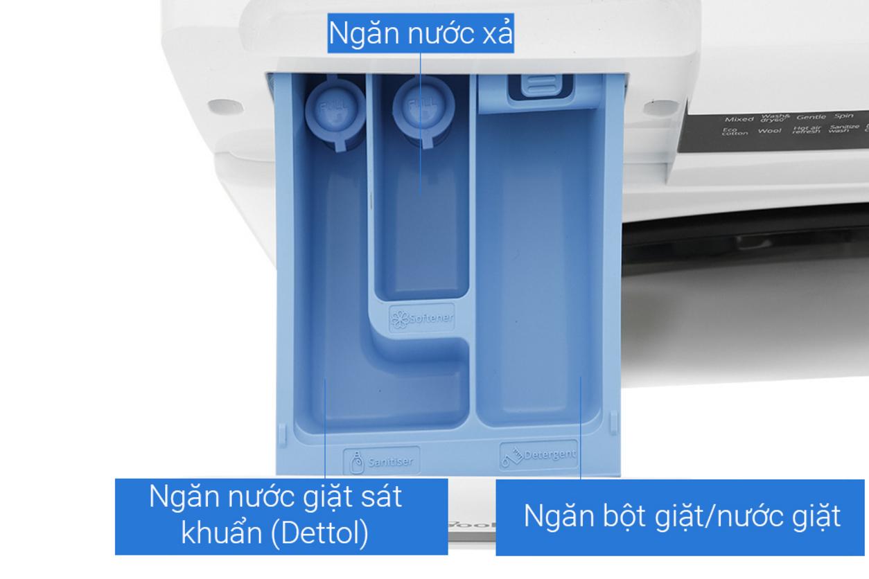 Sanitize Wash 90°C hỗ trợ vệ sinh lồng giặt và duy trì môi trường giặt sạch hơn.