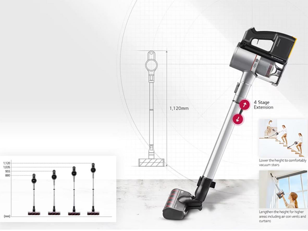 Bộ 4 đầu hút đa năng giúp LG A9K-ULTRA xử lý nhiều bề mặt và tình huống vệ sinh.