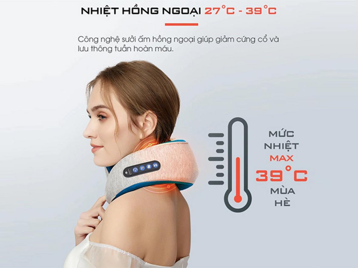 Thiết kế gối chữ U giúp ôm sát vùng cổ.