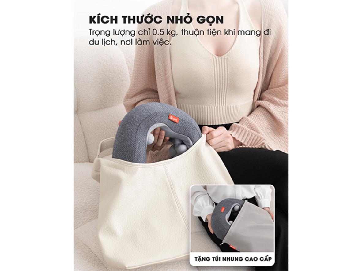 Chườm nhiệt 42–45°C giúp cổ vai gáy ấm dễ chịu khi massage.