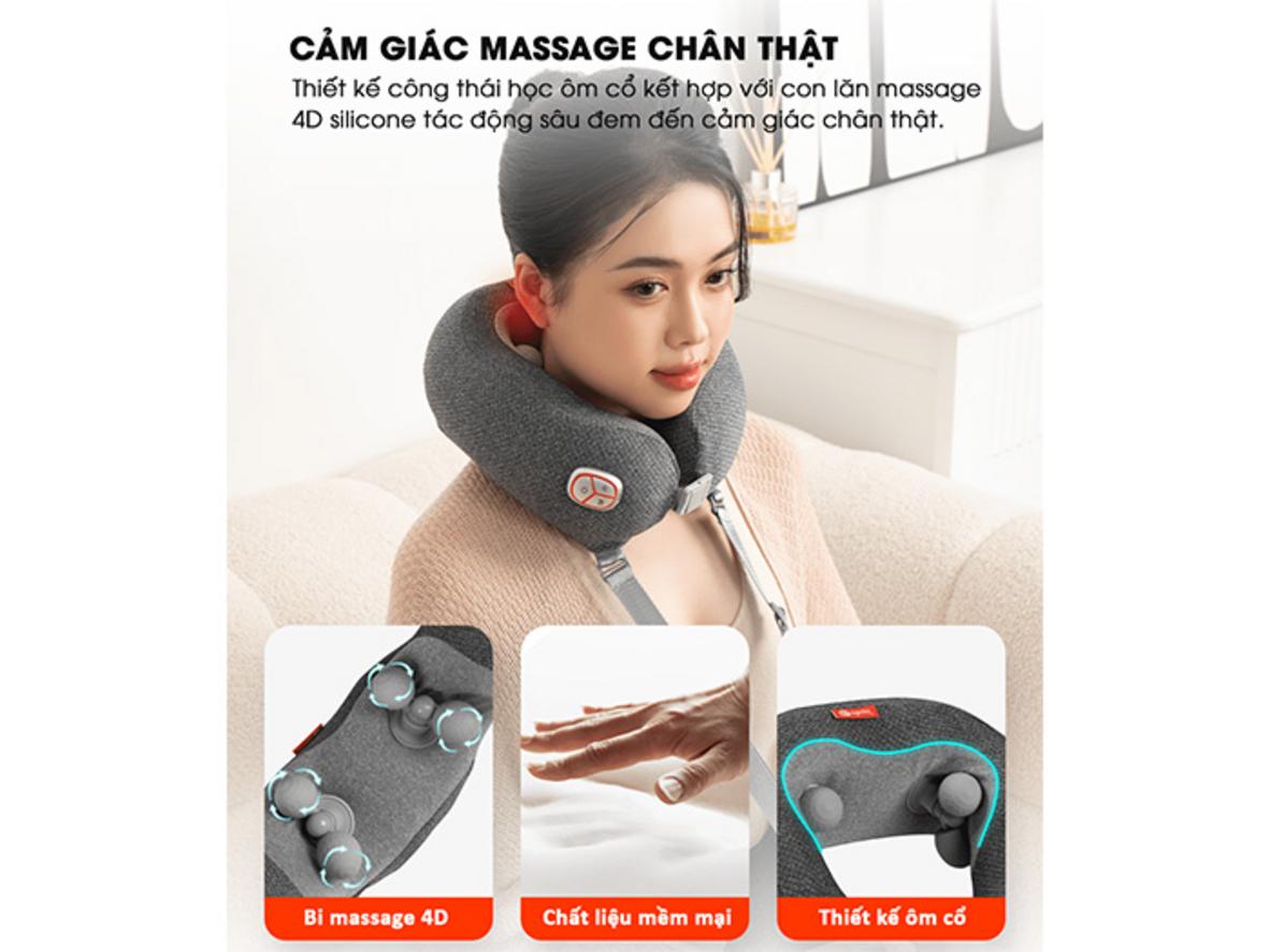Con lăn massage 4D tạo lực nhấn bóp sâu, mô phỏng massage tay người.