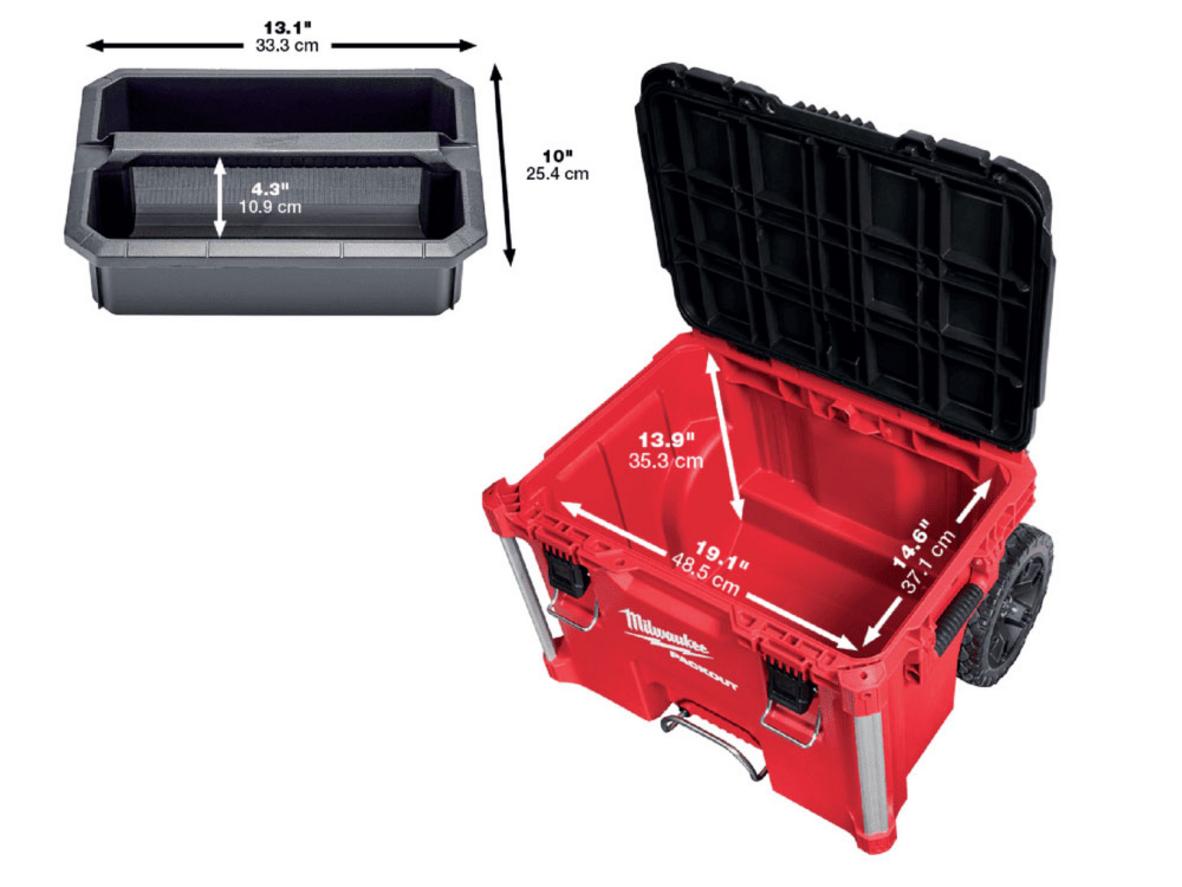 Bánh xe 22.8cm giúp Packout 8426 di chuyển ổn định hơn trên cầu thang.