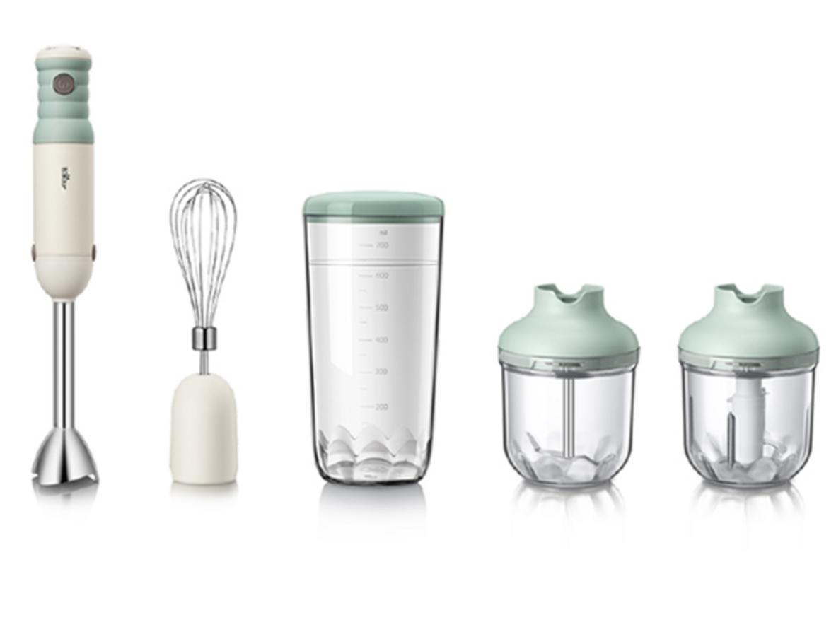 Bộ máy xay cầm tay đa năng Bear JBQ-B50E1 với đầy đủ phụ kiện cho bếp gia đình.