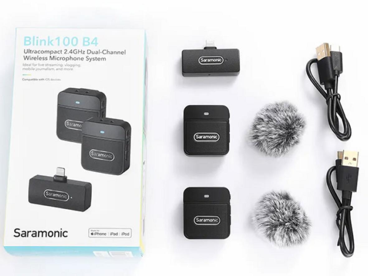 Ghép nối 2.4GHz trên Saramonic Blink100 B4 cho iOS nhanh, gọn và phù hợp quay di động.