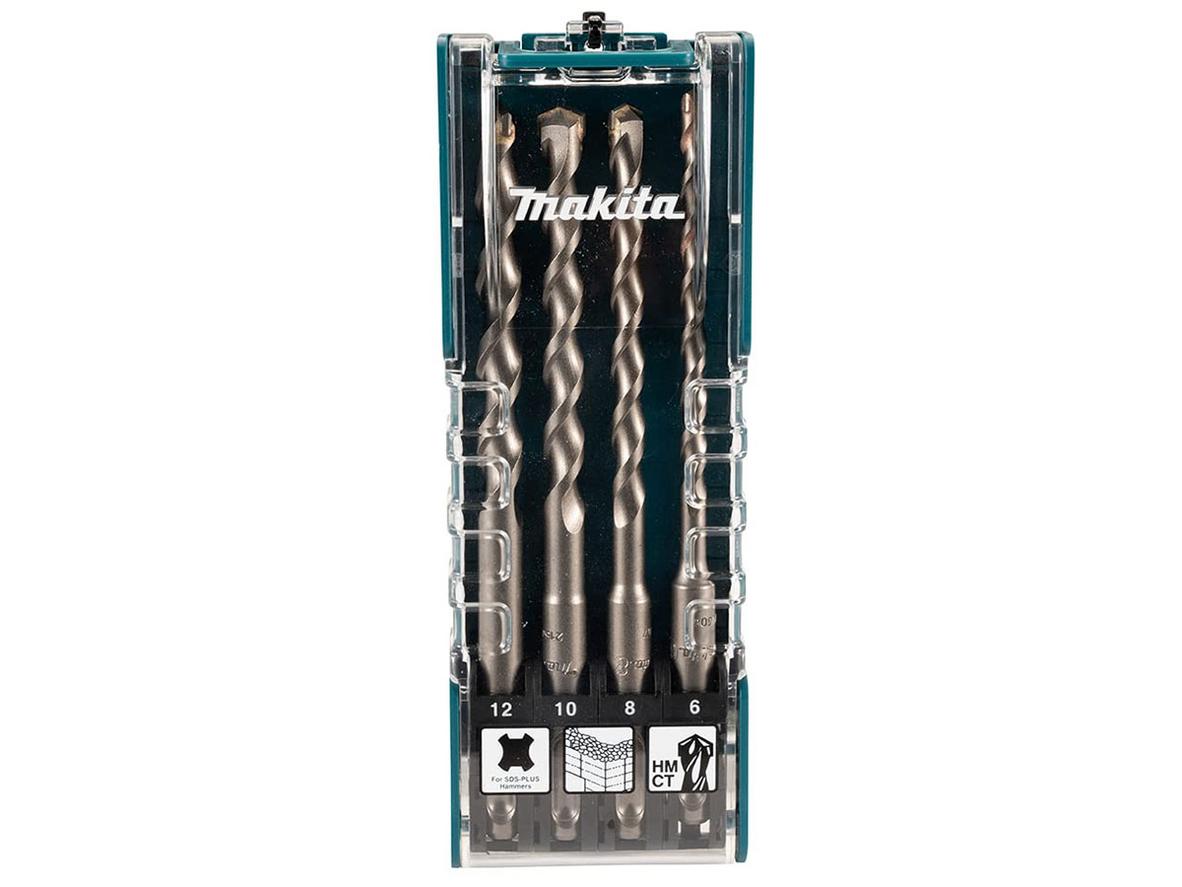 Bộ mũi khoan bê tông SDS-Plus Makita D-74756 gồm 4 cỡ thông dụng 6–12 mm.
