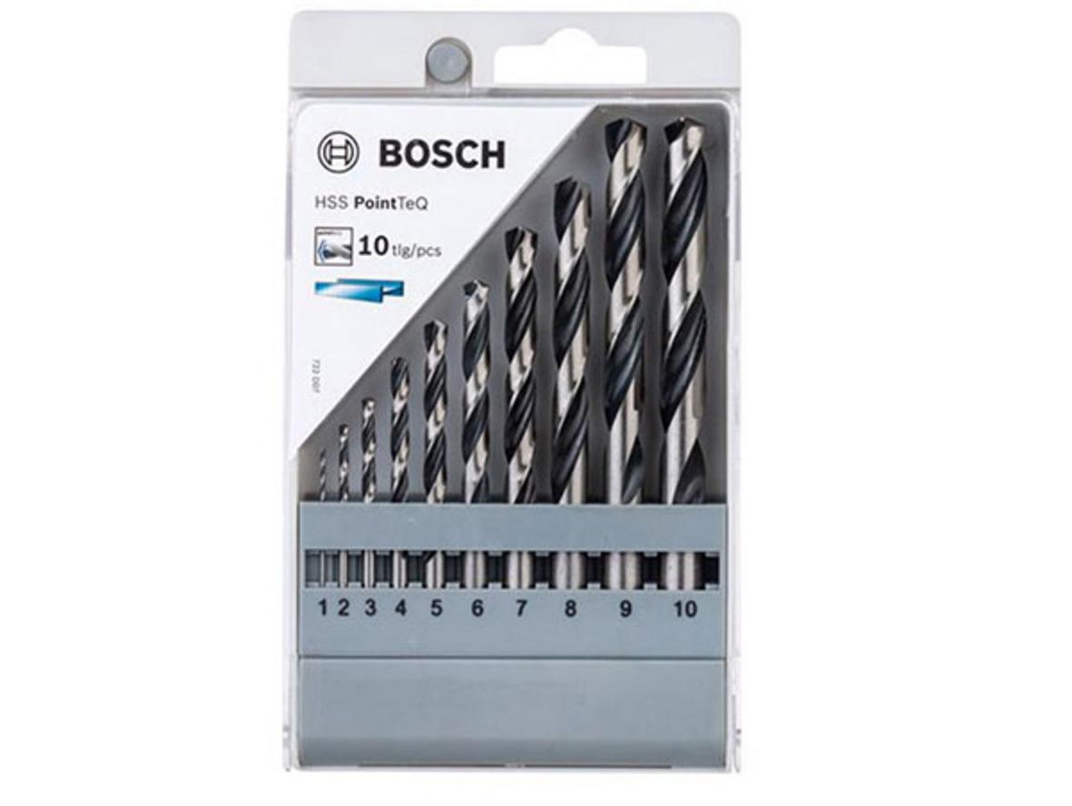 Bộ mũi khoan sắt đa năng Bosch HSS PointTeQ 10 mũi 1-10mm 2608577348
