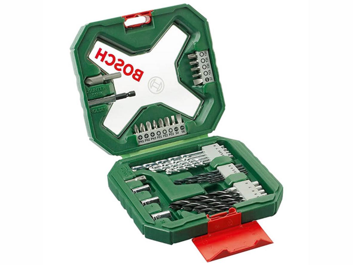 Bộ mũi khoan và vặn vít Bosch X-Line 34 chi tiết 34 món, hộp gọn dễ mang theo.