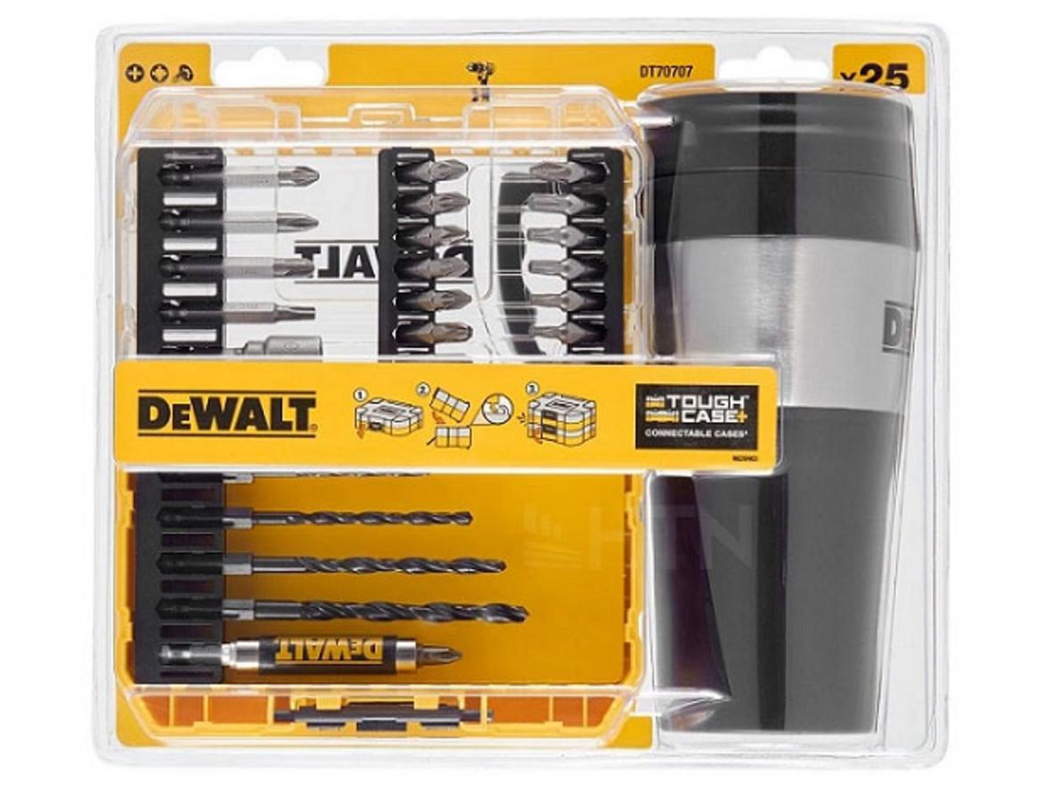 Thành phần 25 chi tiết của bộ mũi vít Dewalt DT70707 được sắp xếp gọn trong Small ToughCase.