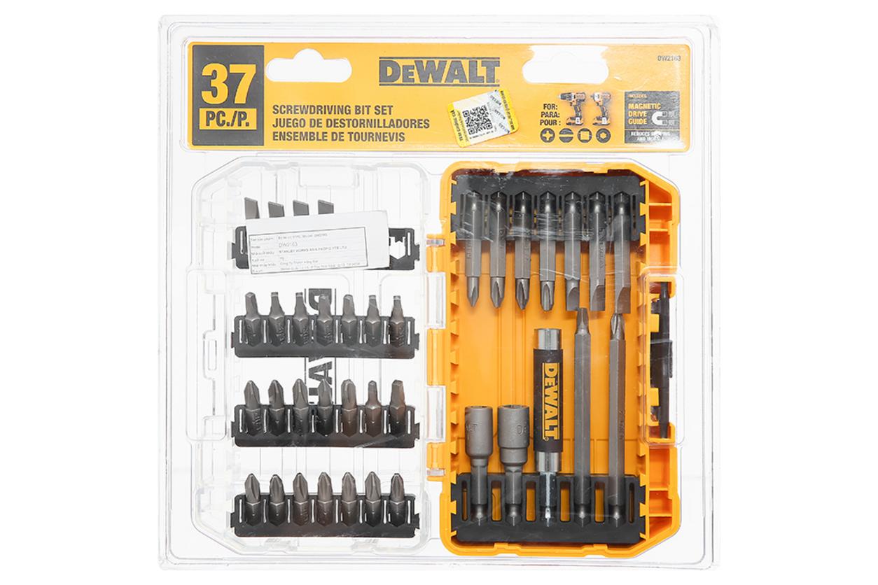 Bộ mũi vít đa năng 37 chi tiết Dewalt DW2163 với hộp Tough Case gọn gàng, dễ mang theo công trình.