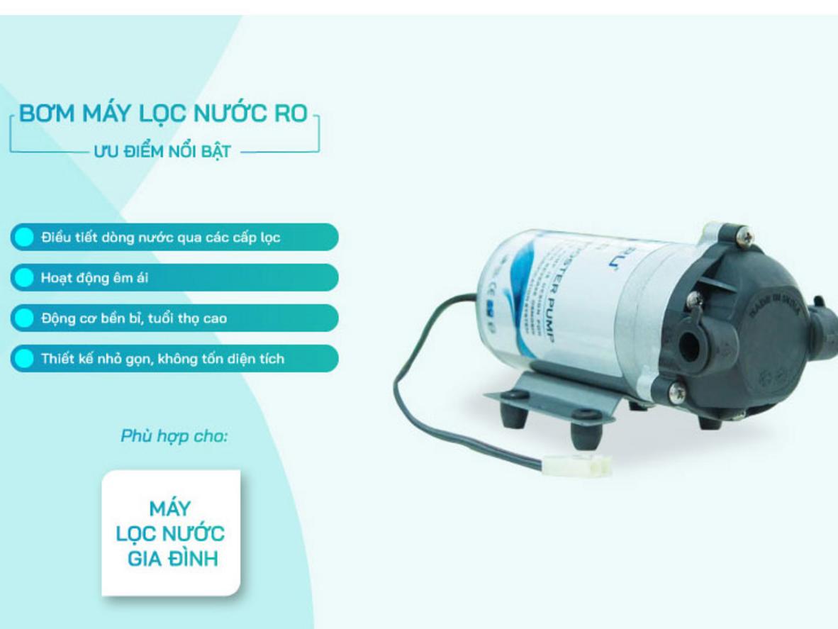 Bơm tăng áp RO 24VDC giúp màng RO làm việc ổn định hơn.