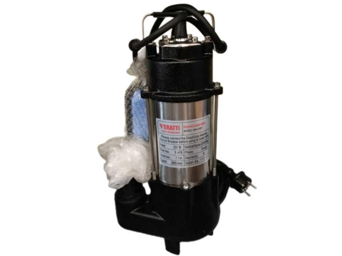 Bơm chìm nước thải Veratti VRm250F 250W nhỏ gọn, phù hợp thoát nước cục bộ.