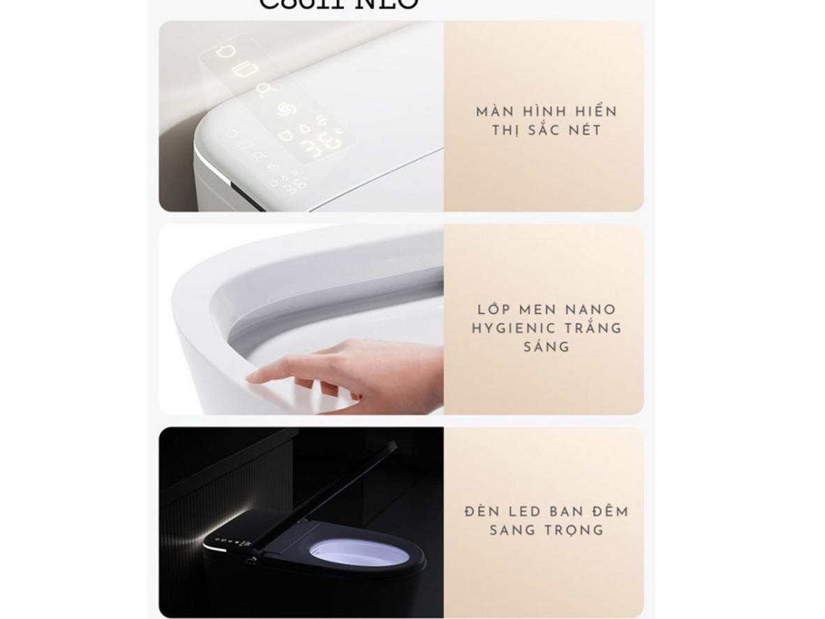 Thiết kế 1 khối sứ cao cấp với chuẩn IPX4 phù hợp phòng tắm ẩm.