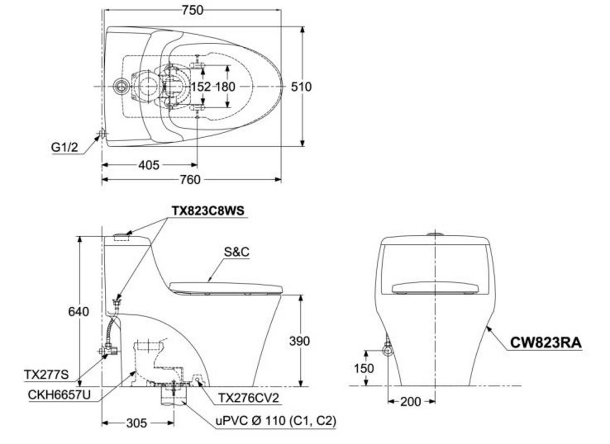 Men Cefiontect, xả Tornado và nắp đóng êm TC393VS tạo nên trải nghiệm sạch và êm hơn.