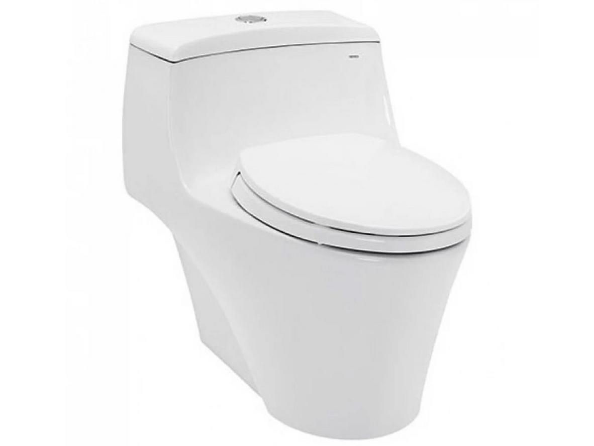 Bồn cầu một khối TOTO MS823DRT2 kèm nắp đóng êm TC393VS, thiết kế gọn sạch cho phòng tắm gia đình.