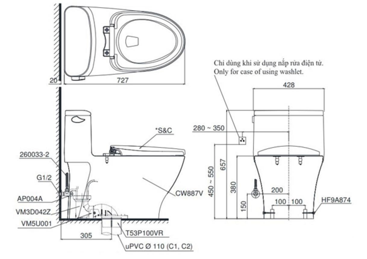 Thiết kế thân kín, xả Tornado và nắp rửa cơ TCW07S tạo nên trải nghiệm vệ sinh tiện nghi.