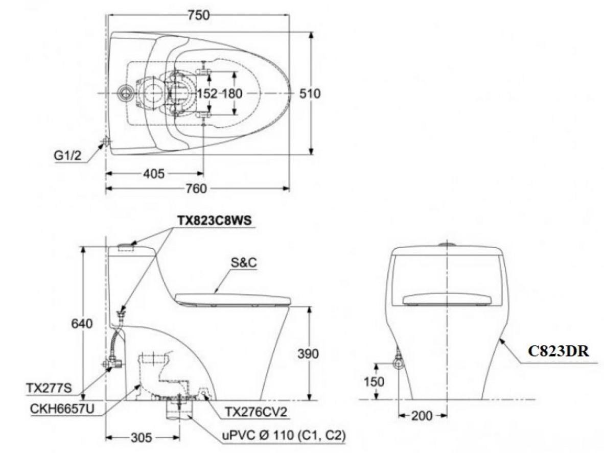 Thiết kế một khối thân kín và bề mặt men sứ CEFIONTECT giúp MS823DRT2 dễ lau chùi hơn.