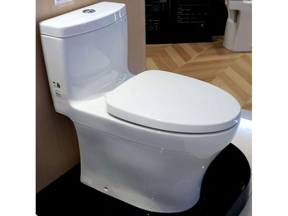 Bồn cầu Toto MS889DRT2 một khối với nắp đóng êm TC393VS, thiết kế hiện đại và dễ vệ sinh.