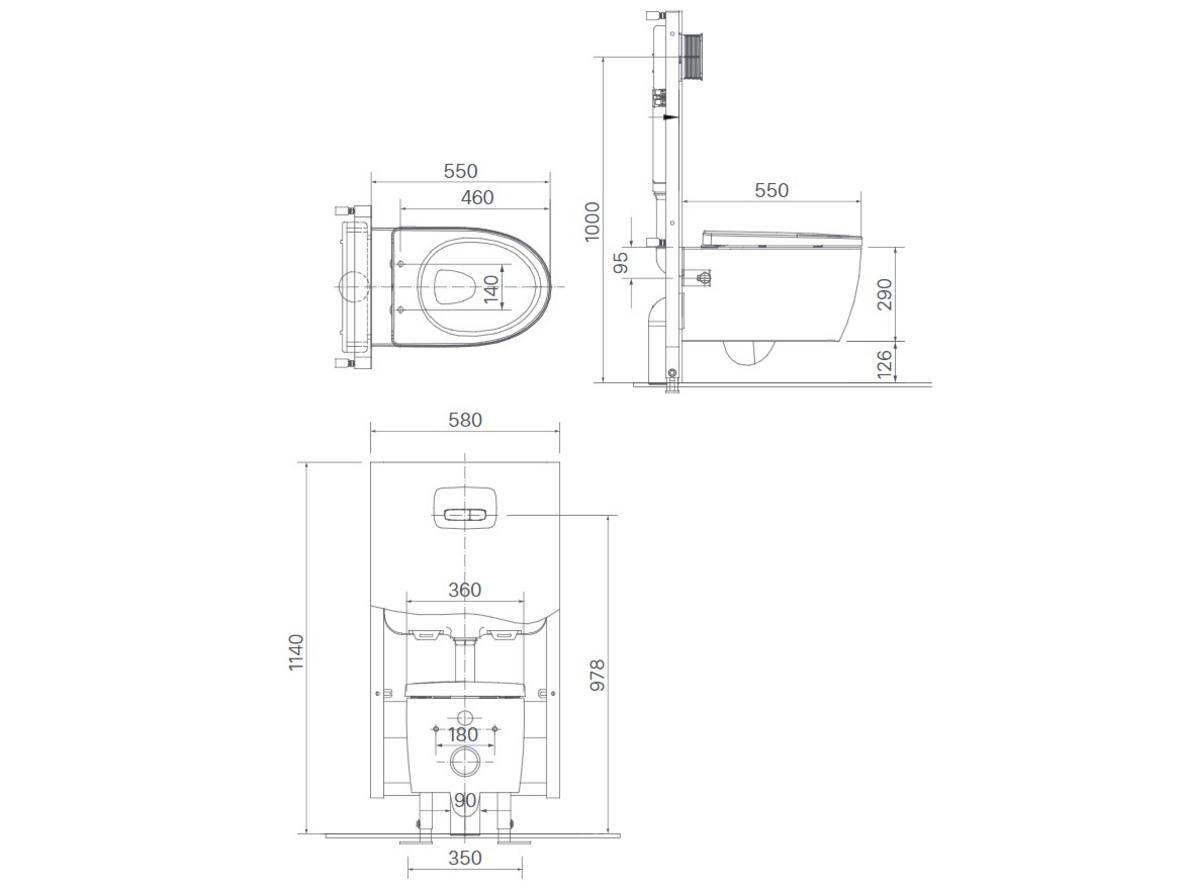Thiết kế treo tường và két âm giúp INAX AC-952VN/BW1 gọn mắt, dễ vệ sinh.