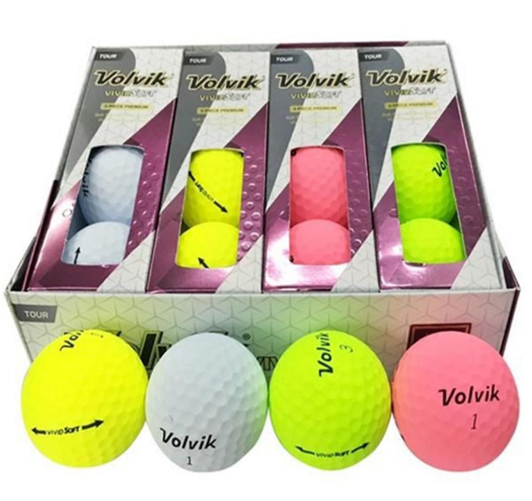 Bóng golf Volvik Vivid Soft (hộp 12 quả) nổi bật ở cảm giác mềm, dễ quan sát và quy cách 12 quả.
