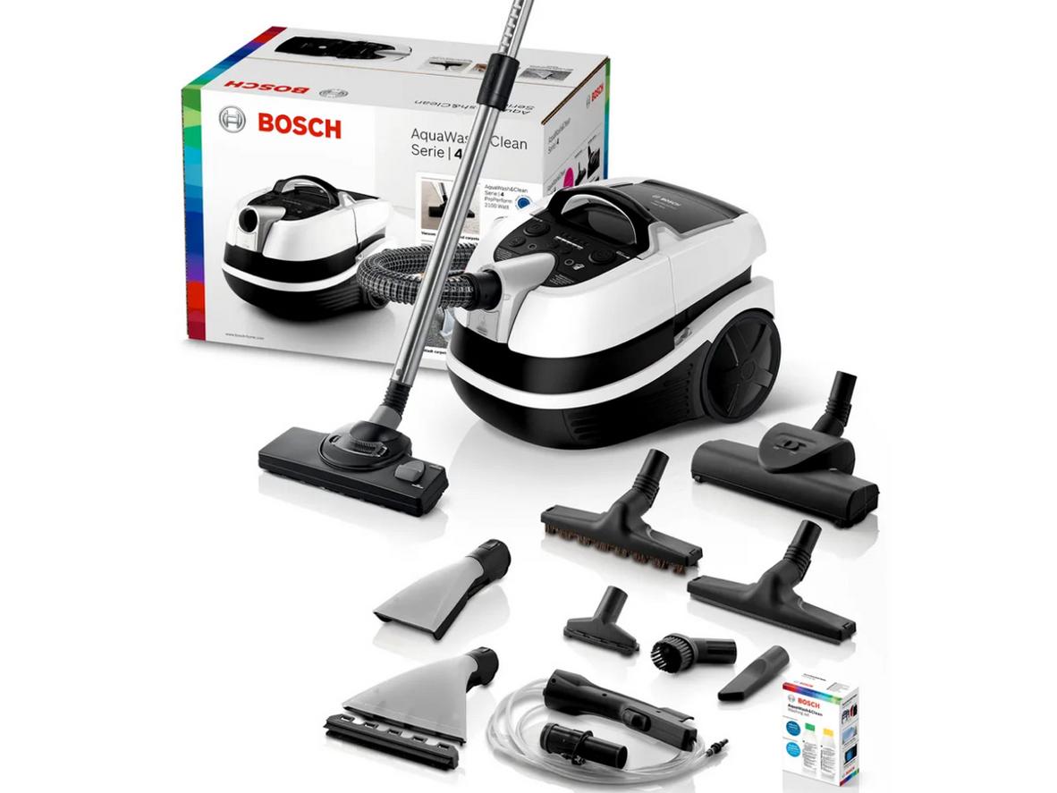 Bosch BWD421PRO — máy hút bụi dạng hộp đa năng cho gia đình cần hút khô, hút ướt và giặt thảm.