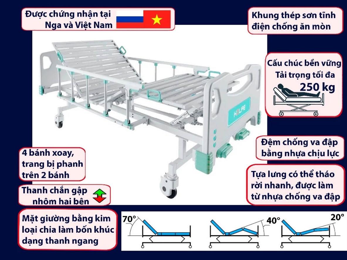 Cơ cấu tay quay cơ học giúp điều chỉnh giường đơn giản và không phụ thuộc nhiều vào điện.