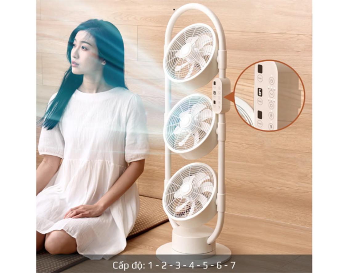 Động cơ DC Inverter 30W giúp quạt chạy êm, phù hợp dùng xuyên đêm.
