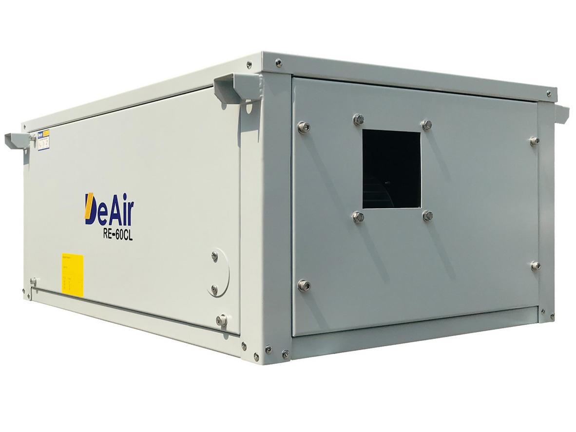 DeAir.RE-60CL treo trần, kiểm soát ẩm ổn định cho khách sạn, showroom và kho lưu trữ.