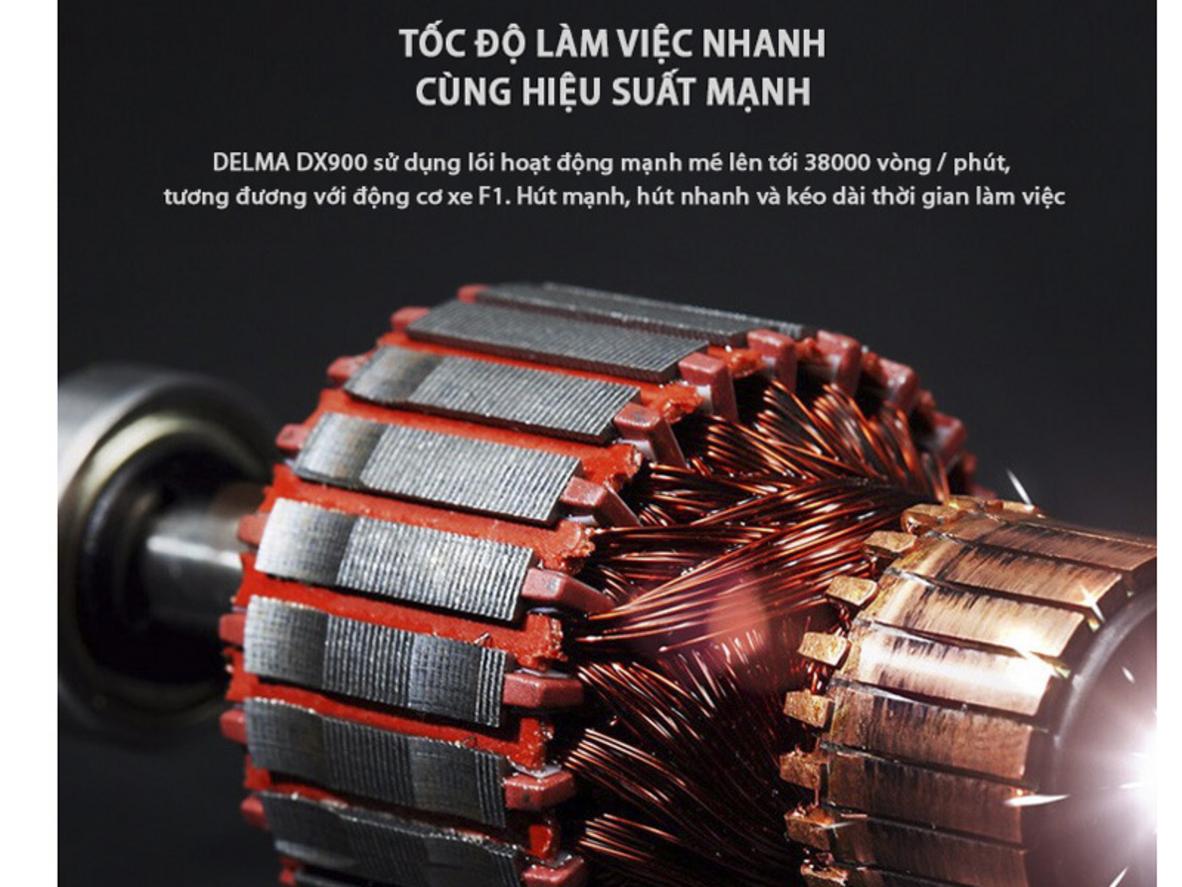 600W và 14.000 Pa giúp Deerma DX900 xử lý nhanh bụi mịn, tóc và rác thô.