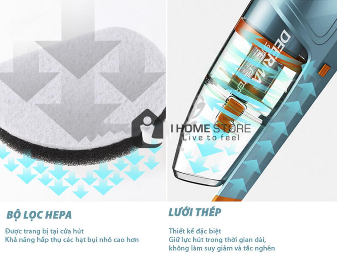 Hộp bụi 1.2 lít và dây nguồn 4.5m giúp dọn nhà rộng hơn, đổ bụi ít hơn.