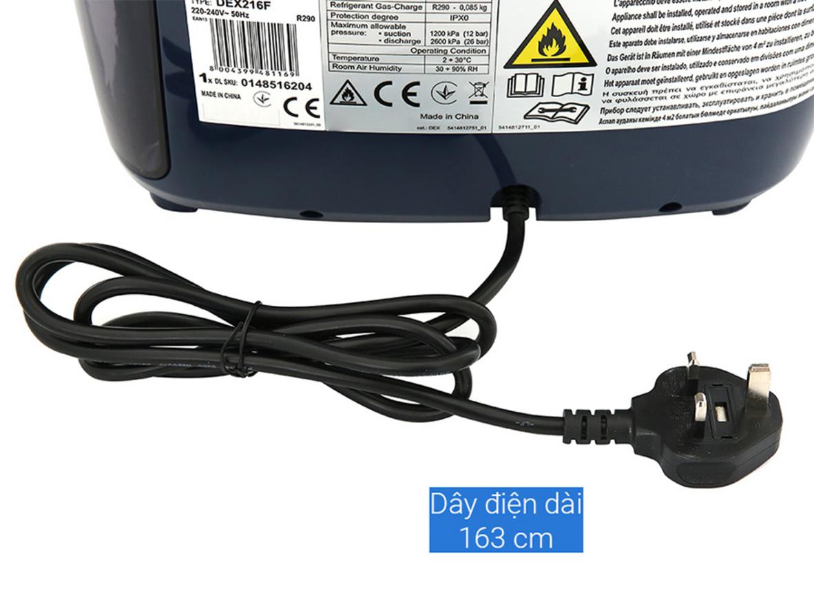 DEX216F phù hợp phòng dưới 25m² nhờ độ ồn chỉ 37 dB.