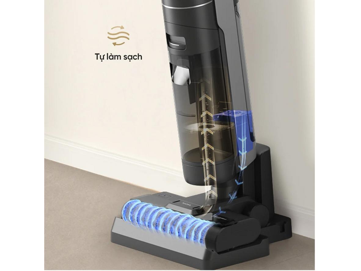 Tự làm sạch con lăn giúp giảm thao tác chạm tay vào bụi bẩn.