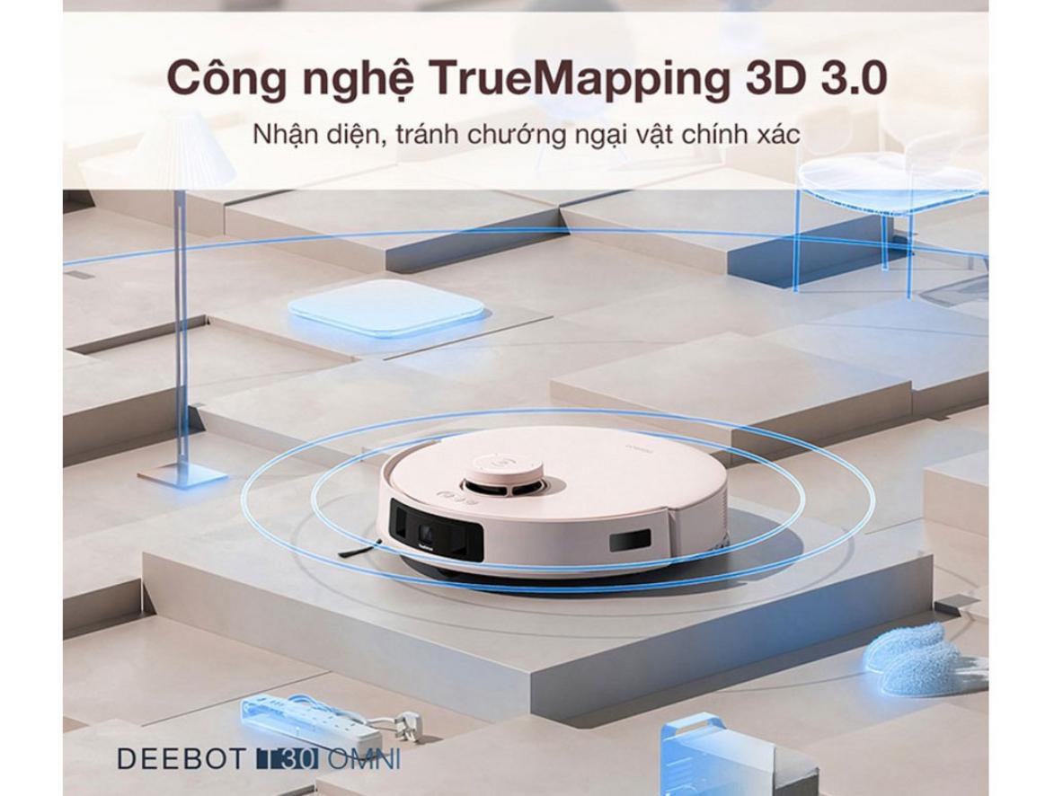 Độ ồn 65dB giúp Ecovacs Deebot T30 Omni phù hợp dọn dẹp ban ngày.